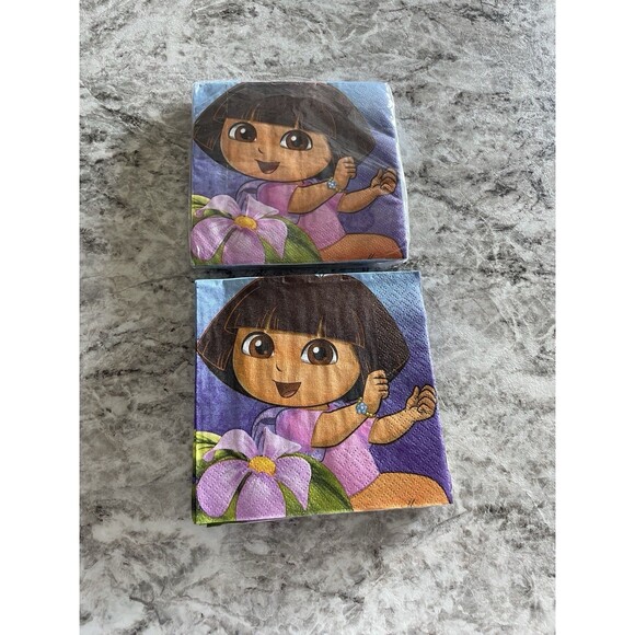Dora Flower Adventure Beverage Dessert Cake Napkins 16 Ct Birthday Party  2 Pack - Picture 1 of 2